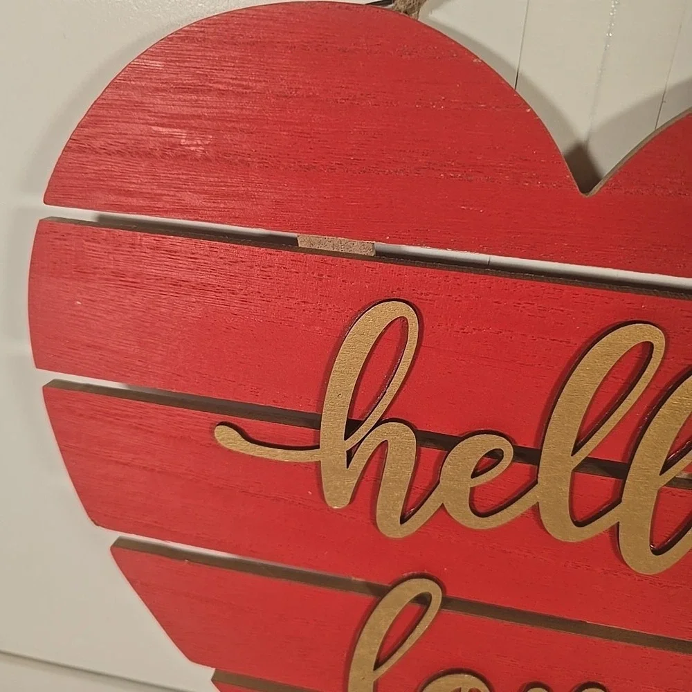 Vintage Valentine's Day Decor Wood Heart Shaped Wall Hanging 